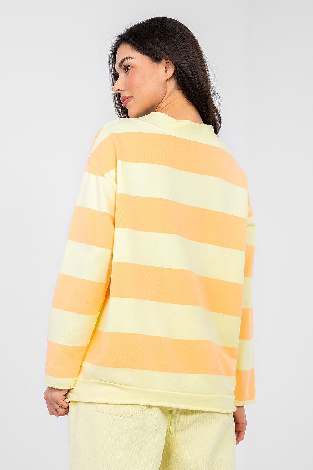 Women's sweatshirt orange striped front view