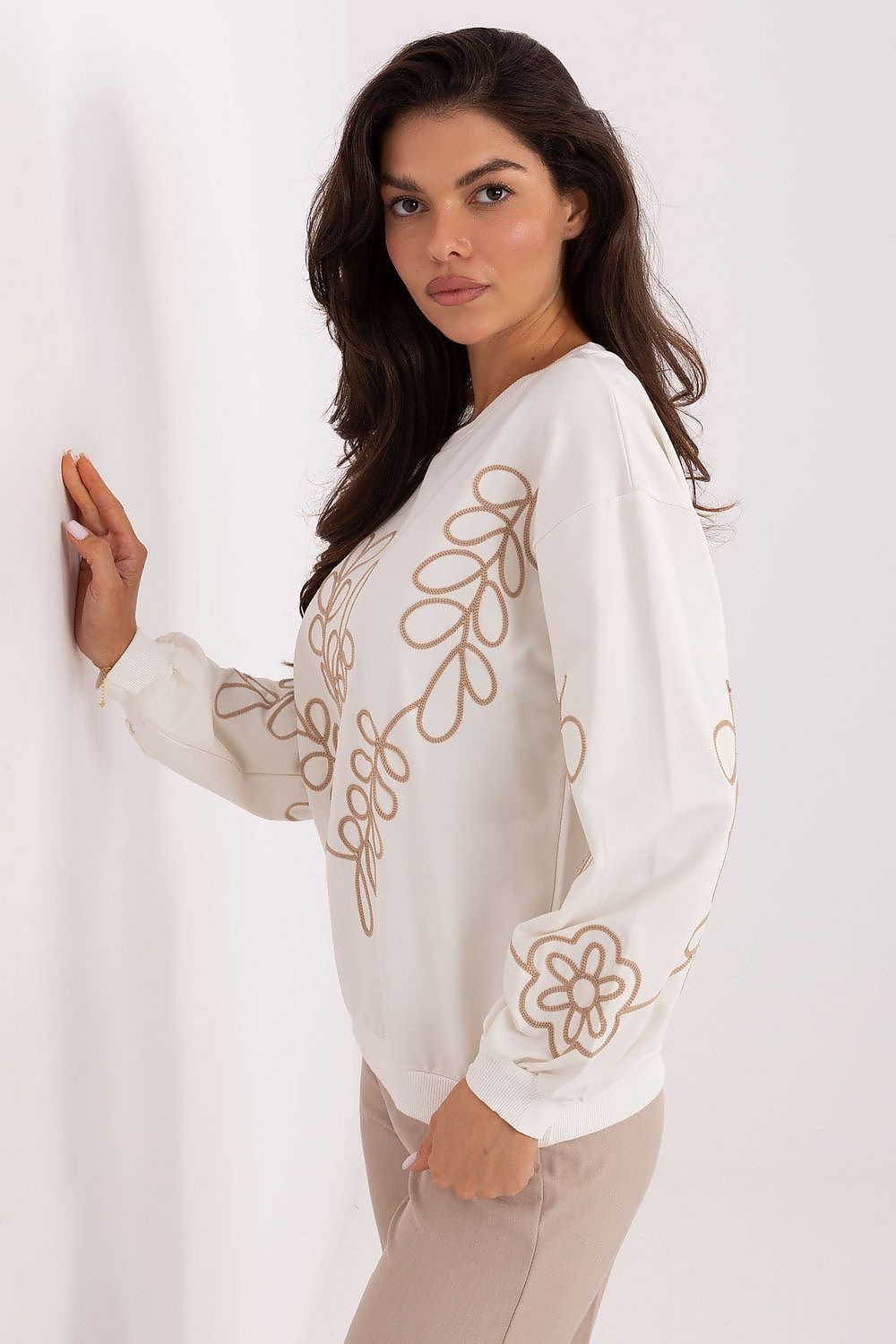 Women's sweatshirt beige styled view