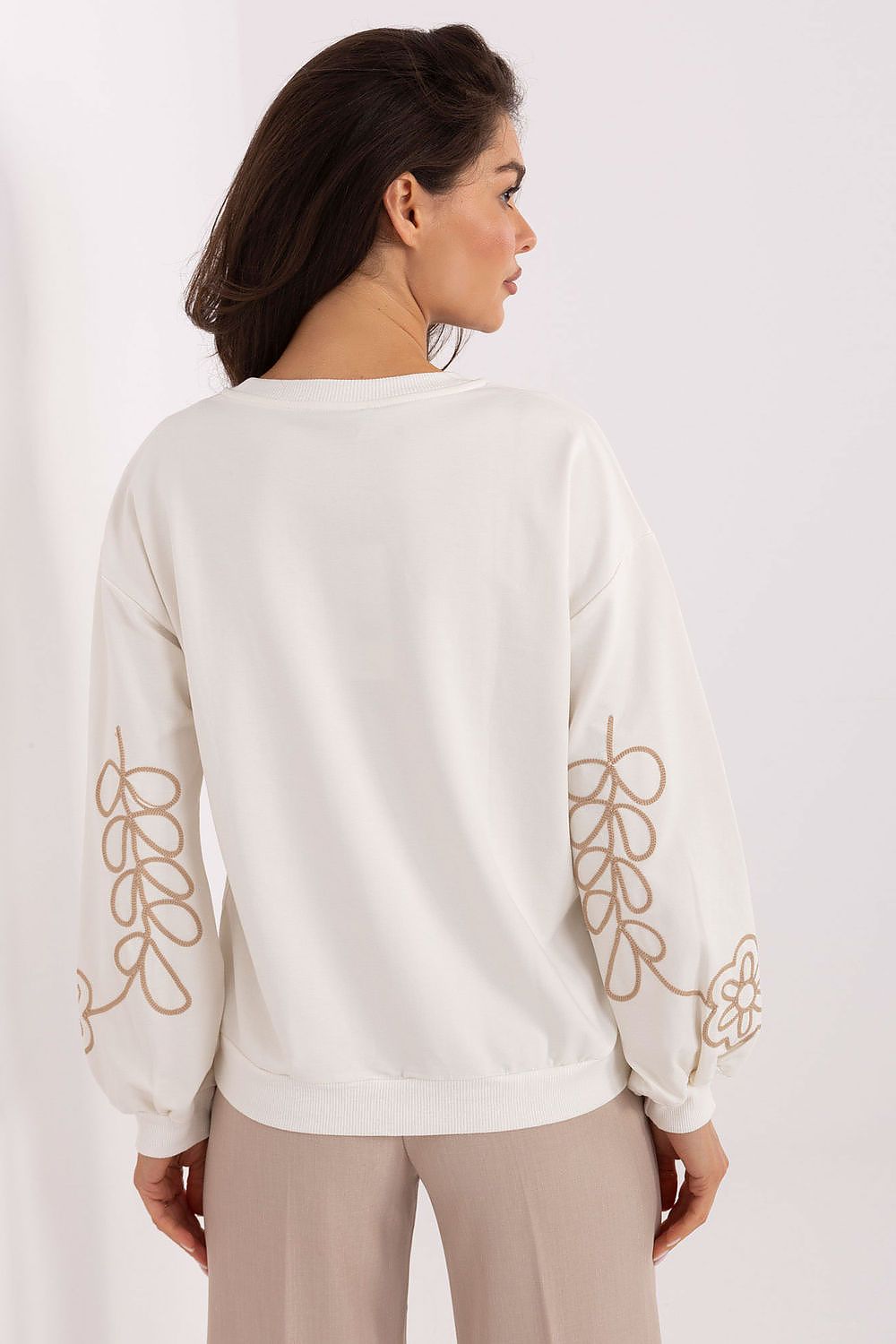Women's sweatshirt beige everyday outfit view