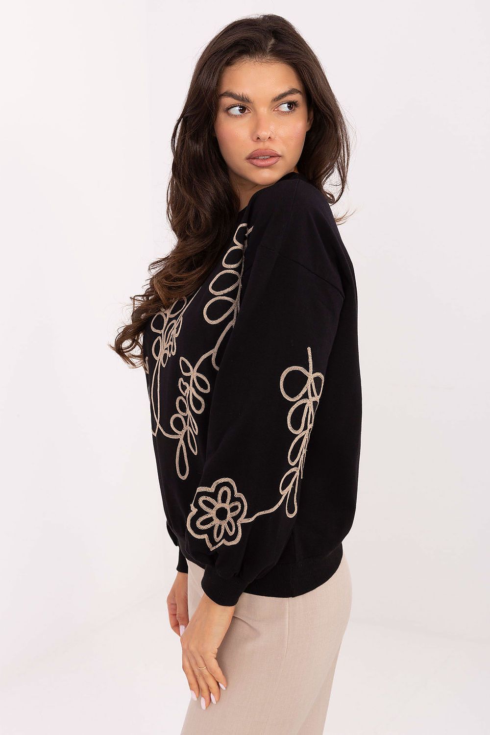 Women's sweatshirt black long sleeves alternate view