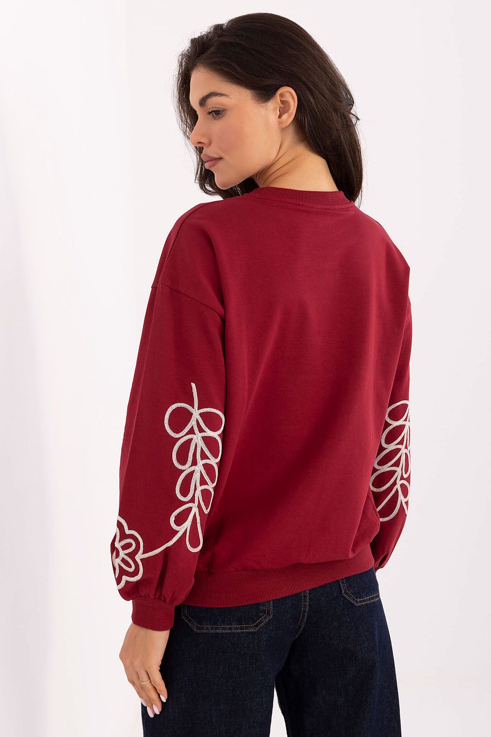 Women's sweatshirt red cotton casual look