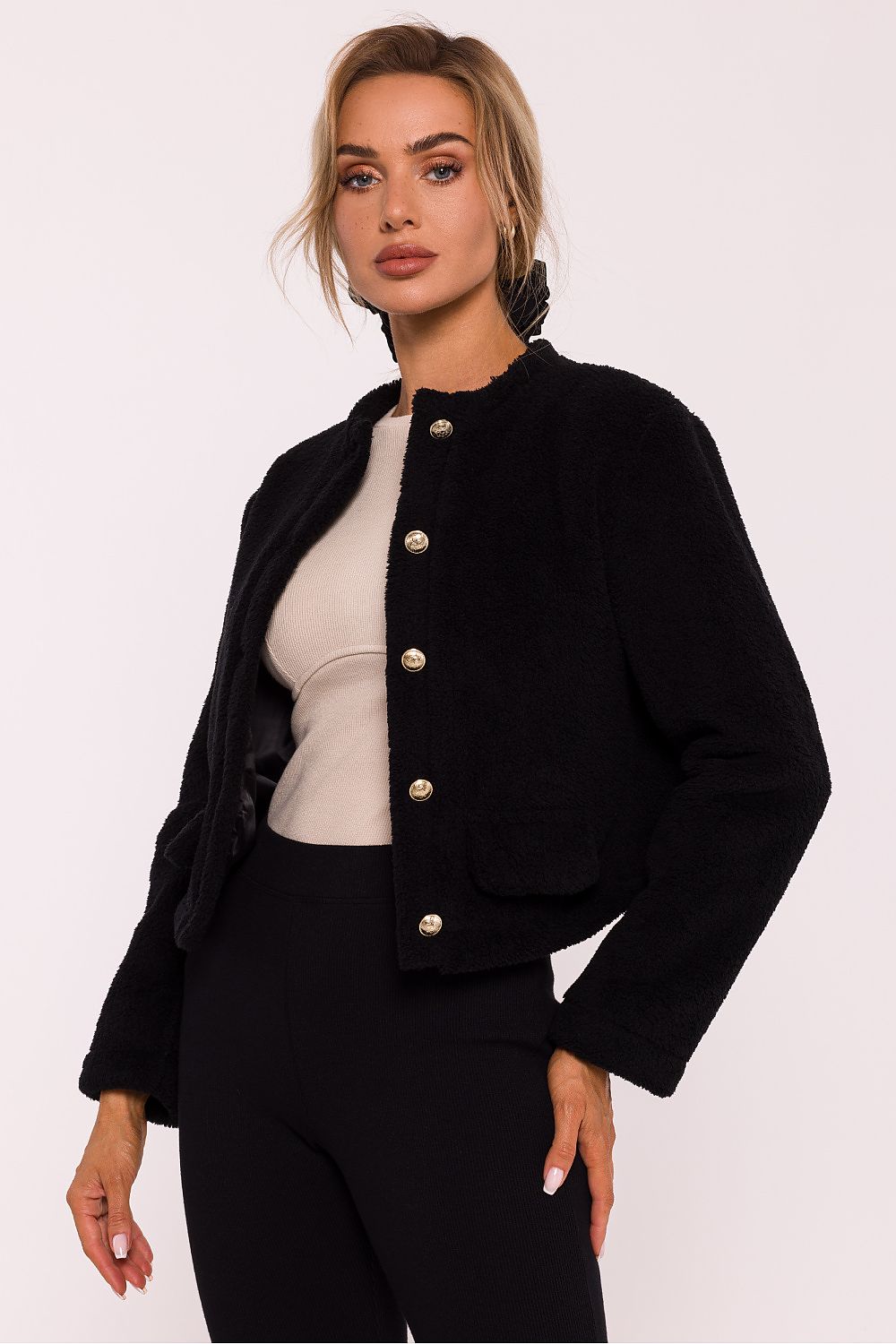 Women's Sweatshirt Teddy Button-Front Crew Neck – Sweatshirt | GUOCALI – view 4