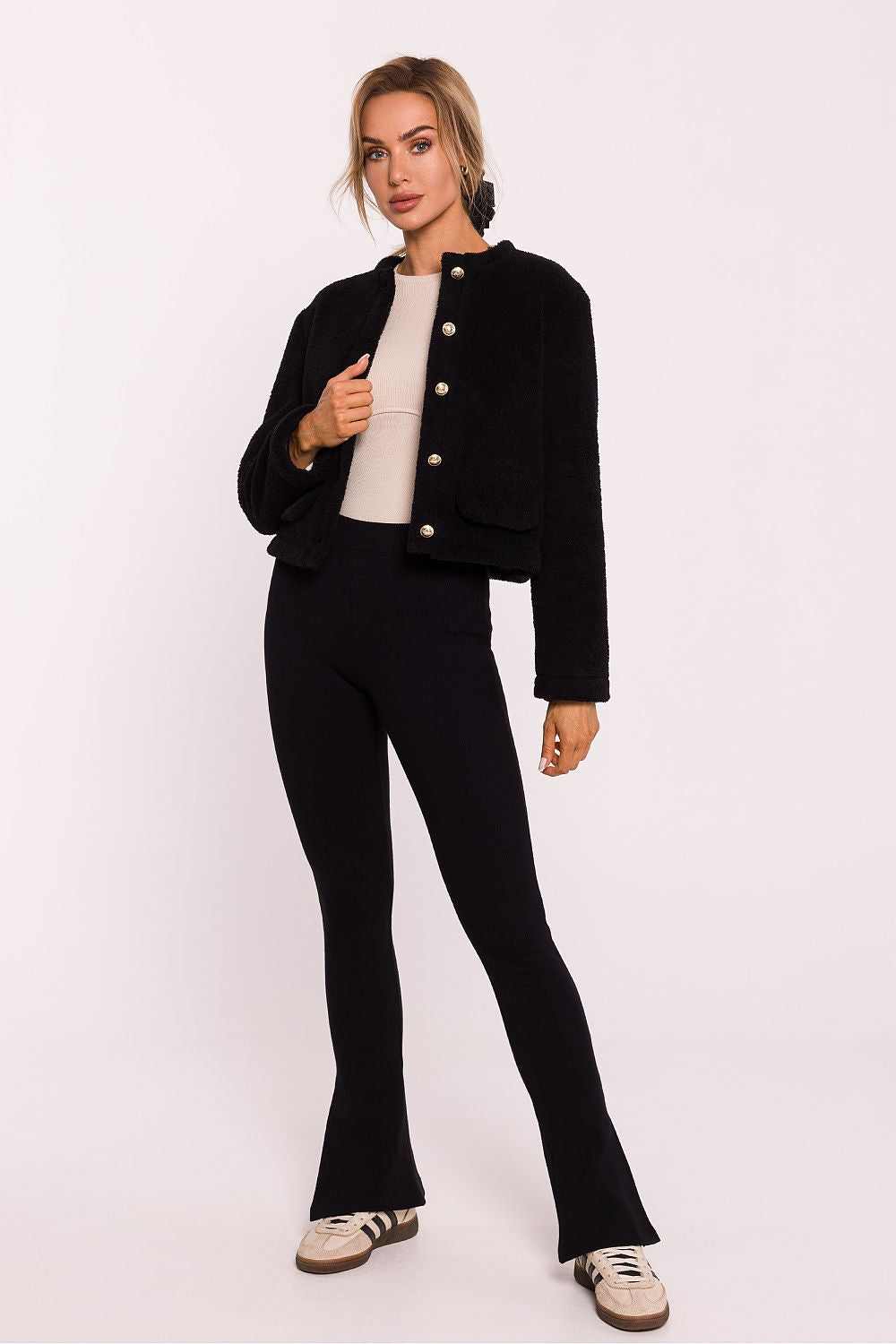 Women's Sweatshirt Teddy Button-Front Crew Neck – Sweatshirt | GUOCALI – view 5