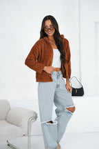 Women's sweatshirt brown long sleeves side view