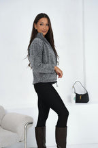 Women's sweatshirt grey long sleeves side view