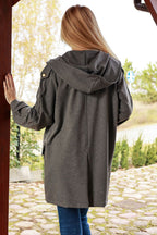 Women's sweatshirt grey button detail view
