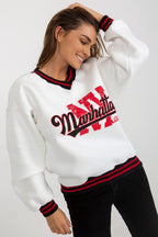 Women's sweatshirt white contrast ribbing alternate view