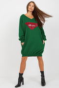 Women's Sweatshirt V-Neck Oversized Longline Embellished Print – Sweatshirt | GUOCALI