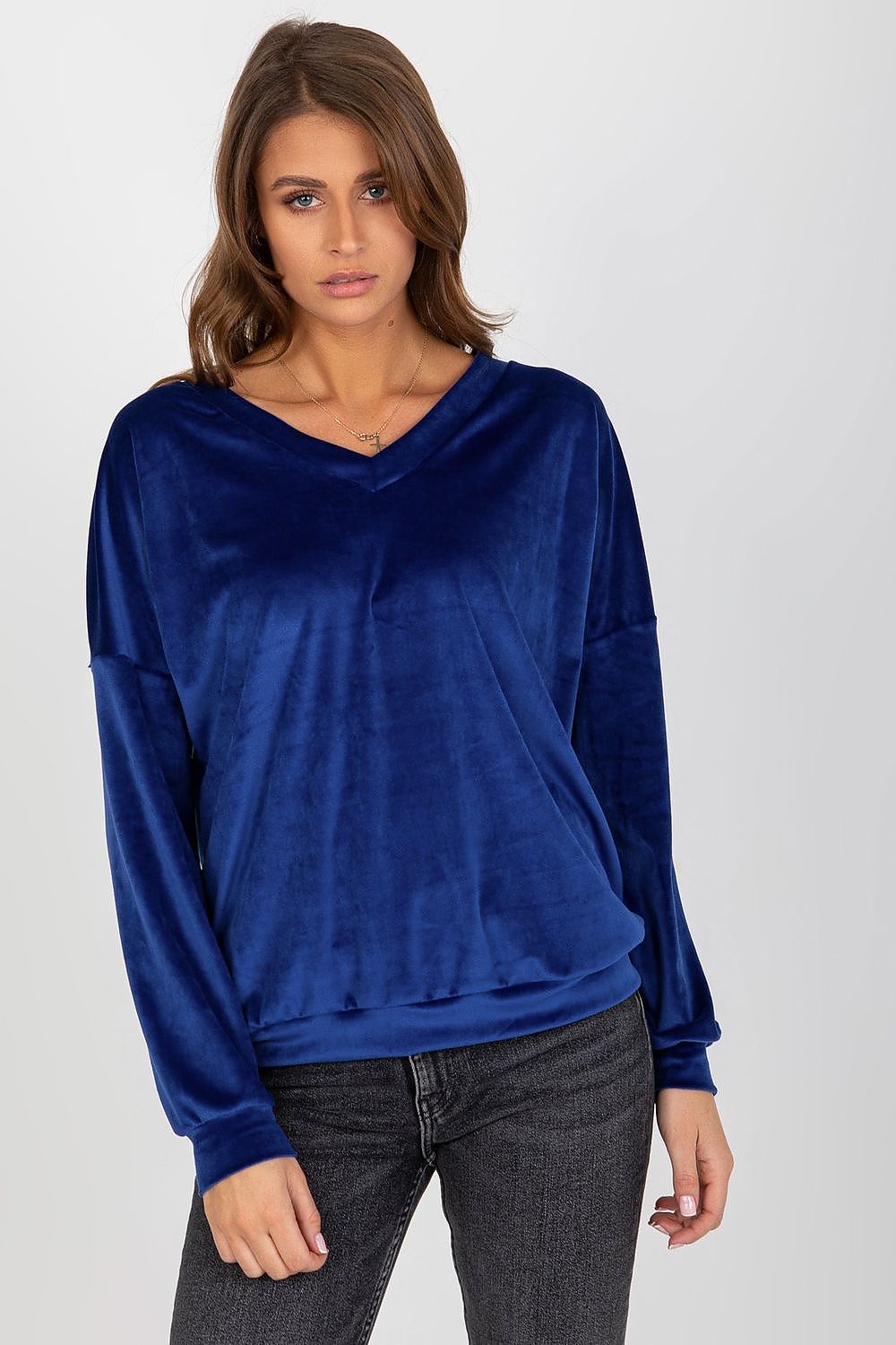 Women's Sweatshirt V-Neck Velour Regular Fit – Sweatshirt | GUOCALI
