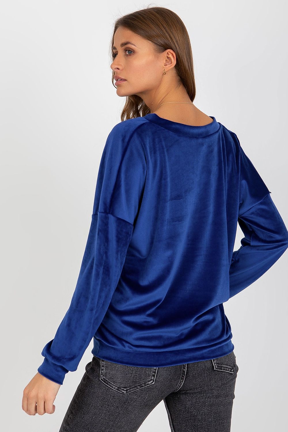 Women's Sweatshirt V-Neck Velour Regular Fit – Sweatshirt | GUOCALI – view 3