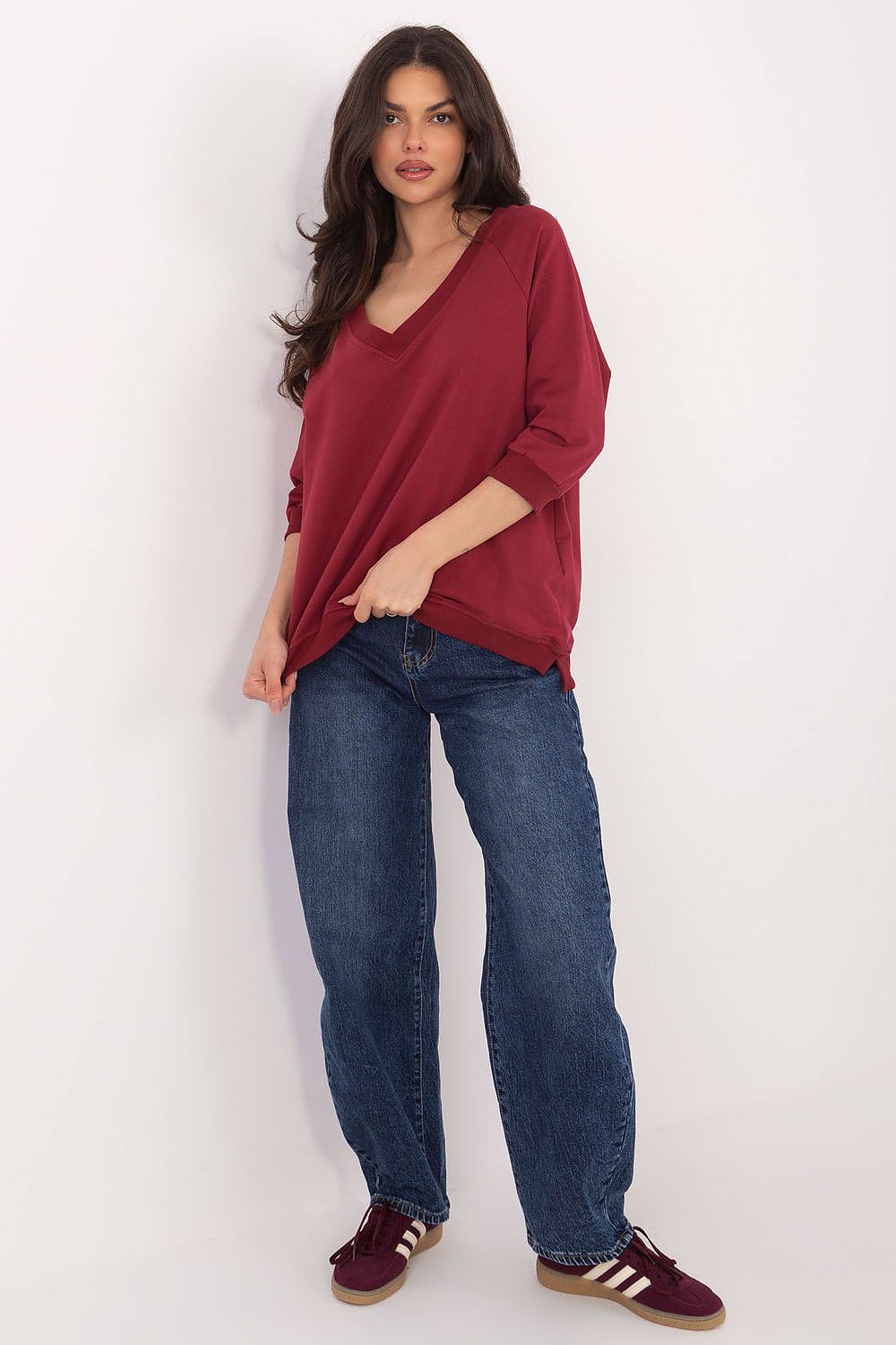 Women's sweatshirt Oversized Solid Hip Length Pullover – view 21