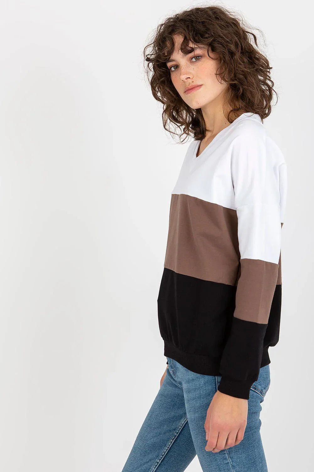 Women's sweatshirt Colorblock Hip Length Stretch Cotton – view 8