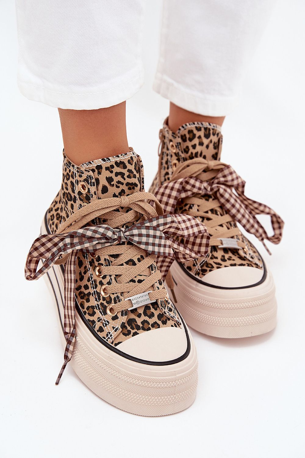 Women's Textile Platform Sneakers – Beige – Sneakers | GUOCALI – view 3